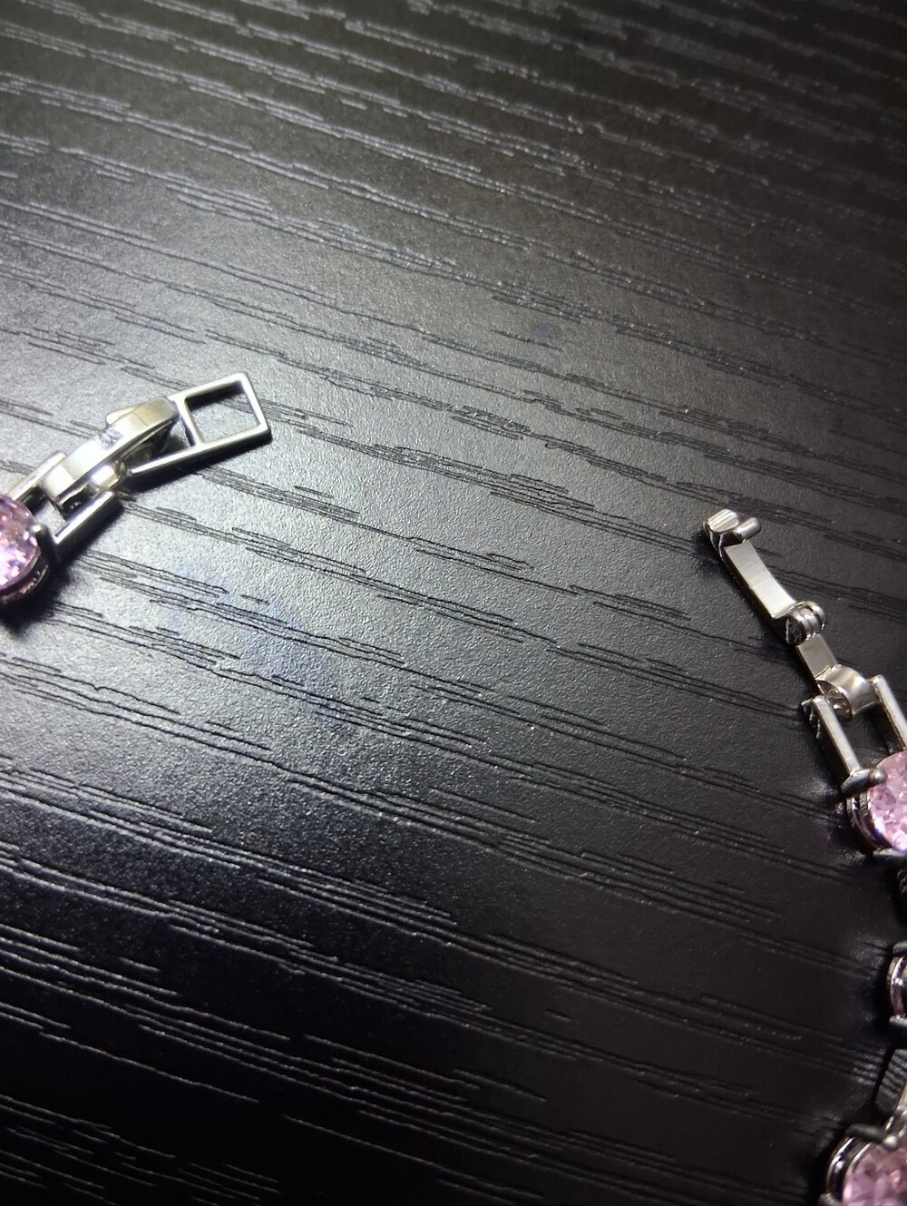 Pink & Clear Crystal Silver Tennis Bracelet - Women Jewelry - Picture 2 of 3